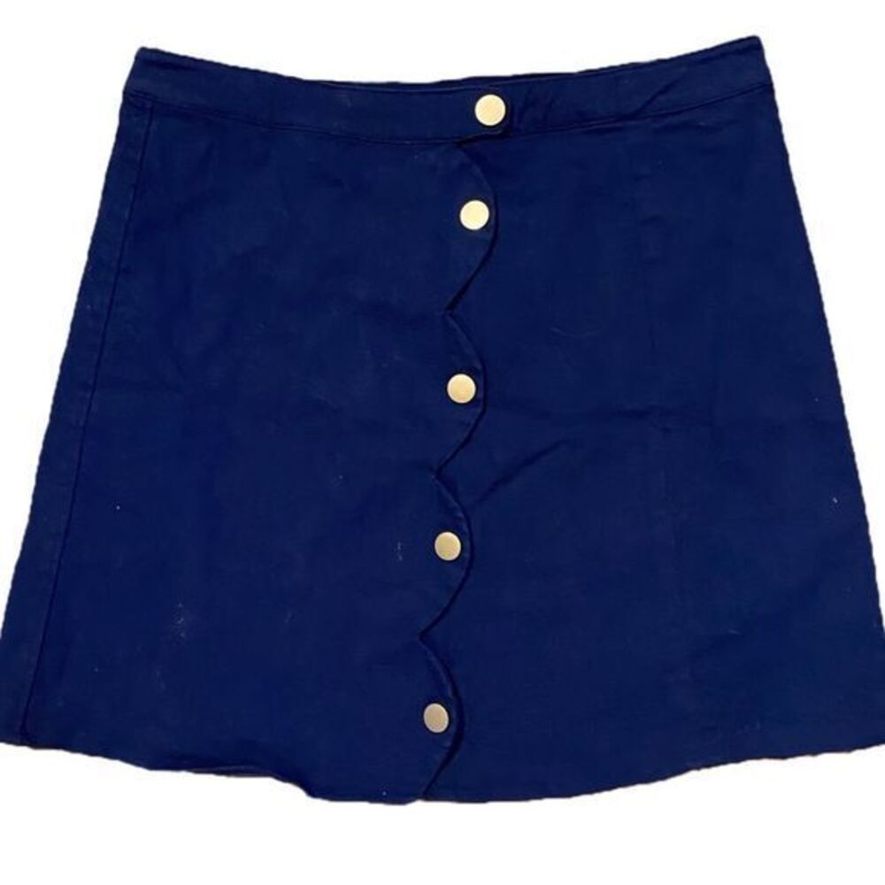 Harper Heritage Skirt - M blue , button detail , polyester spandex